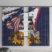 USA-American Samoa Flag Day Personalized Window Curtain Bald Eagle Polynesian Tribal Pattern