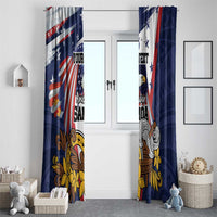 USA-American Samoa Flag Day Personalized Window Curtain Bald Eagle Polynesian Tribal Pattern