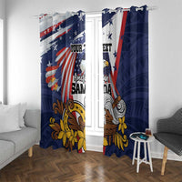 USA-American Samoa Flag Day Personalized Window Curtain Bald Eagle Polynesian Tribal Pattern