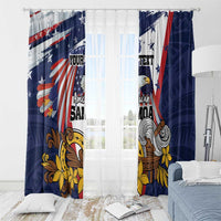 USA-American Samoa Flag Day Personalized Window Curtain Bald Eagle Polynesian Tribal Pattern