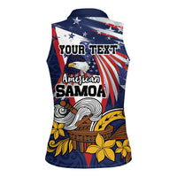 USA-American Samoa Flag Day Personalized Women Sleeveless Polo Shirt Bald Eagle Polynesian Tribal Pattern