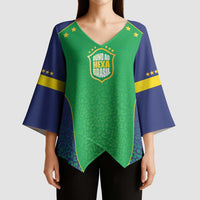 Custom Brazil Victory Dream Kimono Sleeve Blouse Rumo Ao Hexa