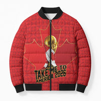 Custom Canada Football Pride Bomber Puffer Jacket Take Me To America Maple Leaf