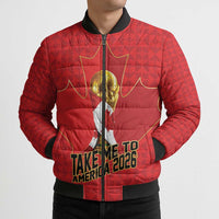 Custom Canada Football Pride Bomber Puffer Jacket Take Me To America Maple Leaf