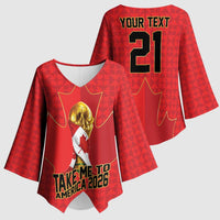 Custom Canada Football Pride Kimono Sleeve Blouse Take Me To America Maple Leaf