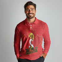 Custom Canada Football Pride Long Sleeve Polo Shirt Take Me To America Maple Leaf