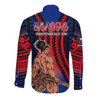 Polynesian Samoa Independence Day Long Sleeve Button Shirt Polynesian Pacific Tribal - Wonder Print Shop