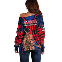 Polynesian Samoa Independence Day Off Shoulder Sweater Polynesian Pacific Tribal - Wonder Print Shop