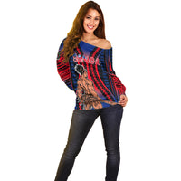 Polynesian Samoa Independence Day Off Shoulder Sweater Polynesian Pacific Tribal - Wonder Print Shop