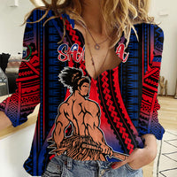 Polynesian Samoa Independence Day Women Casual Shirt Polynesian Pacific Tribal - Wonder Print Shop