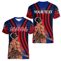 Custom Polynesian Samoa Independence Day Women V Neck T Shirt Polynesian Pacific Tribal - Wonder Print Shop