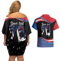 Funny Ice Cream 1776 Drip Personalized Couples Matching Off Shoulder Short Dress and Hawaiian Shirt American Flag 4th Of July