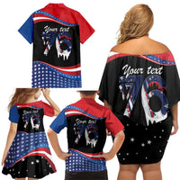 Funny Ice Cream 1776 Drip Personalized Family Matching Off Shoulder Short Dress and Hawaiian Shirt American Flag 4th Of July