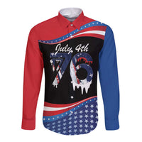 Funny Ice Cream 1776 Drip Personalized Long Sleeve Button Shirt American Flag 4th Of July