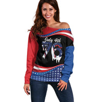 Funny Ice Cream 1776 Drip Personalized Off Shoulder Sweater American Flag 4th Of July