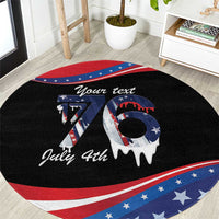 Funny Ice Cream 1776 Drip Personalized Round Carpet American Flag 4th Of July