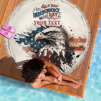 Happy Fourth of July Personalized Beach Blanket Bald Eagle USA Independence Day