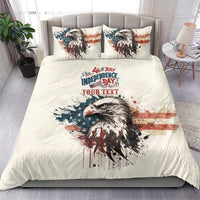 Happy Fourth of July Personalized Bedding Set Bald Eagle USA Independence Day