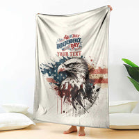 Happy Fourth of July Personalized Blanket Bald Eagle USA Independence Day