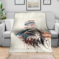 Happy Fourth of July Personalized Blanket Bald Eagle USA Independence Day