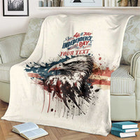 Happy Fourth of July Personalized Blanket Bald Eagle USA Independence Day