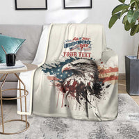 Happy Fourth of July Personalized Blanket Bald Eagle USA Independence Day