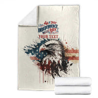 Happy Fourth of July Personalized Blanket Bald Eagle USA Independence Day