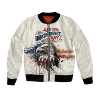 Happy Fourth of July Personalized Bomber Jacket Bald Eagle USA Independence Day