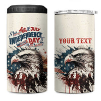Happy Fourth of July Personalized 4 in 1 Can Cooler Tumbler Bald Eagle USA Independence Day