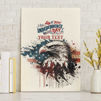 Happy Fourth of July Personalized Canvas Wall Art Bald Eagle USA Independence Day