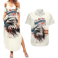 Happy Fourth of July Personalized Couples Matching Summer Maxi Dress and Hawaiian Shirt Bald Eagle USA Independence Day
