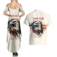 Happy Fourth of July Personalized Couples Matching Summer Maxi Dress and Hawaiian Shirt Bald Eagle USA Independence Day
