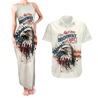Happy Fourth of July Personalized Couples Matching Tank Maxi Dress and Hawaiian Shirt Bald Eagle USA Independence Day