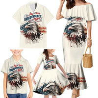 Happy Fourth of July Personalized Family Matching Mermaid Dress and Hawaiian Shirt Bald Eagle USA Independence Day