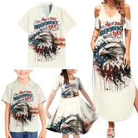 Happy Fourth of July Personalized Family Matching Summer Maxi Dress and Hawaiian Shirt Bald Eagle USA Independence Day