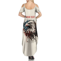 Happy Fourth of July Personalized Family Matching Summer Maxi Dress and Hawaiian Shirt Bald Eagle USA Independence Day