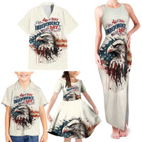Happy Fourth of July Personalized Family Matching Tank Maxi Dress and Hawaiian Shirt Bald Eagle USA Independence Day