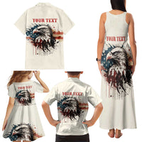 Happy Fourth of July Personalized Family Matching Tank Maxi Dress and Hawaiian Shirt Bald Eagle USA Independence Day