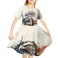 Happy Fourth of July Personalized Kid Short Sleeve Dress Bald Eagle USA Independence Day