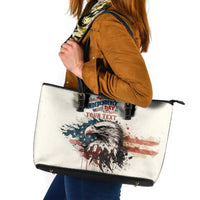 Happy Fourth of July Personalized Leather Tote Bag Bald Eagle USA Independence Day