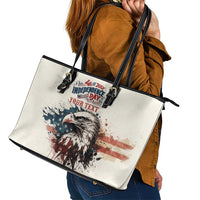 Happy Fourth of July Personalized Leather Tote Bag Bald Eagle USA Independence Day