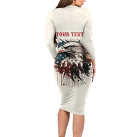 Happy Fourth of July Personalized Long Sleeve Bodycon Dress Bald Eagle USA Independence Day