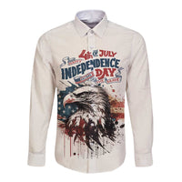 Happy Fourth of July Personalized Long Sleeve Button Shirt Bald Eagle USA Independence Day