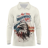 Happy Fourth of July Personalized Long Sleeve Polo Shirt Bald Eagle USA Independence Day