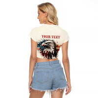 Happy Fourth of July Personalized Raglan Cropped T Shirt Bald Eagle USA Independence Day