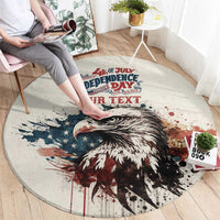 Happy Fourth of July Personalized Round Carpet Bald Eagle USA Independence Day