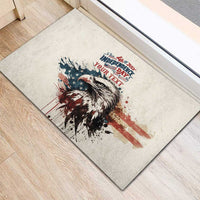 Happy Fourth of July Personalized Rubber Doormat Bald Eagle USA Independence Day