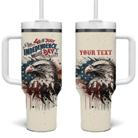 Happy Fourth of July Personalized Tumbler With Handle Bald Eagle USA Independence Day