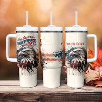 Happy Fourth of July Personalized Tumbler With Handle Bald Eagle USA Independence Day