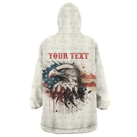 Happy Fourth of July Personalized Wearable Blanket Hoodie Bald Eagle USA Independence Day